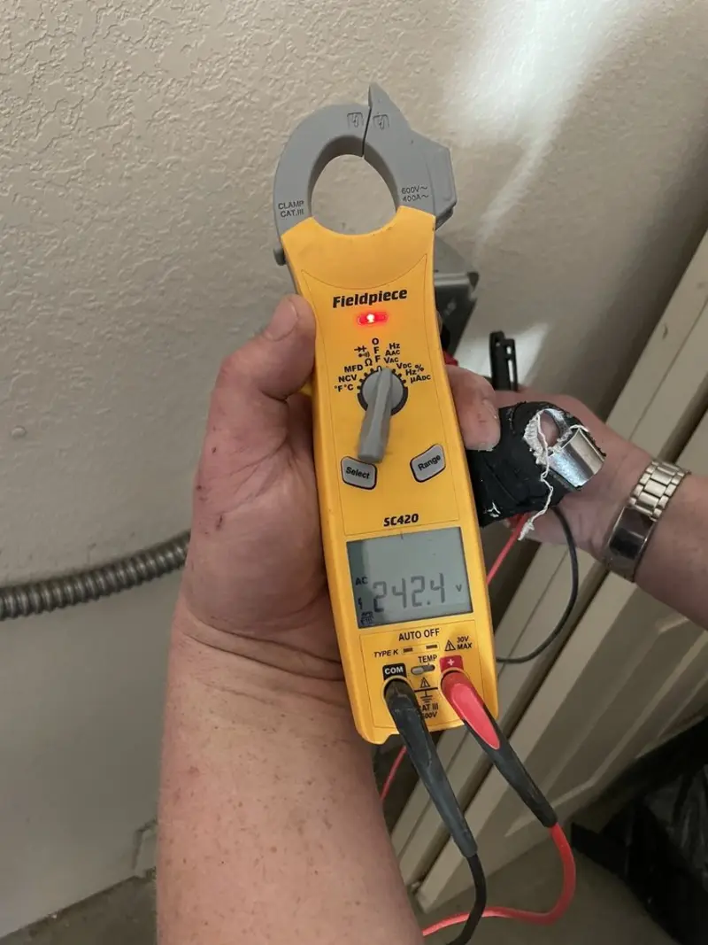 Voltage testing with clamp meter during Generator Installation in Murrieta